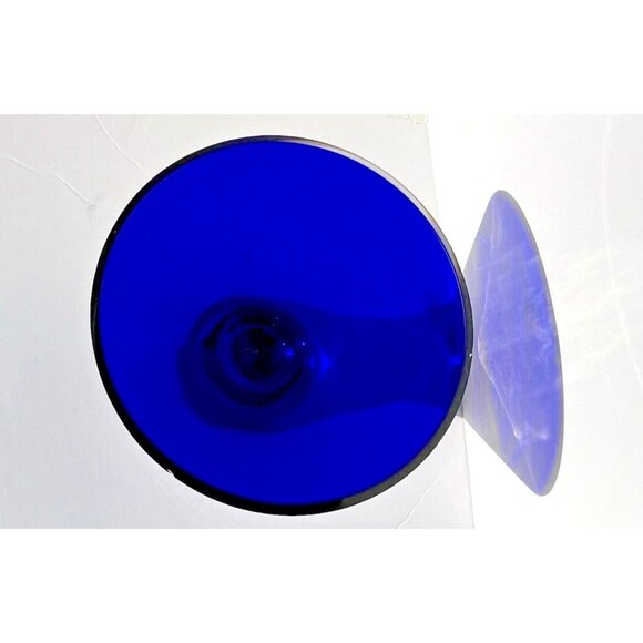 Cobalt Blue Vase Mouth Blown Thick Martini Shaped Made in Poland Vintage 6" tall - Picture 9 of 16
